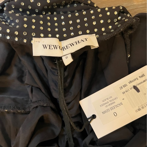 WeWoreWhat Crystal Backless Gown Size 0 Long Sleeve small black party dress - Picture 11 of 11